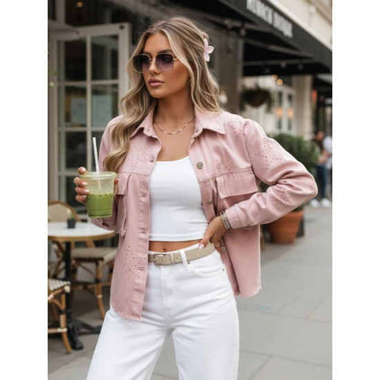 Pereinamojo sezono rožinė striukė Shine Moteriškos striukės