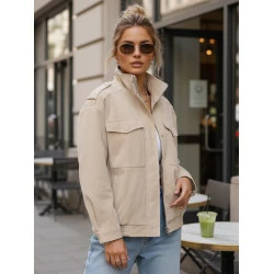 Moteriška smėlio spalvos zomšinė bomber striukė Silin