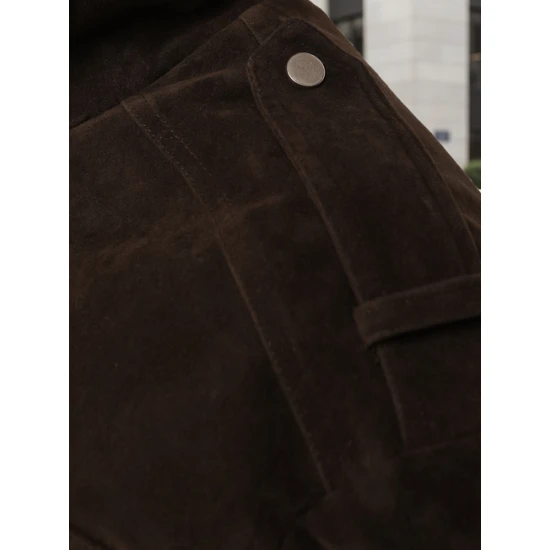 Moteriška šokoladinės spalvos zomšinė bomber striukė Silin Moteriškos striukės