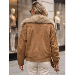 Women’s brown jacket with fur trim by Hill