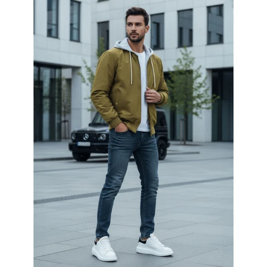 Vyriška žalios spalvos bomber stiliaus striukė Edmin TX5022