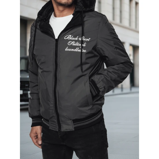 Vyriška dvipusė juoda striukė su gobtuvu Linde Vyriškos Striukės ir Paltai