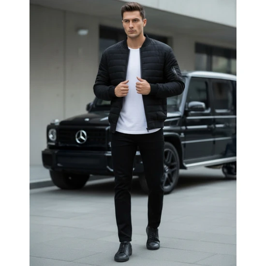 Vyriška dygsniuota juoda striukė Minti JS/MY02Z