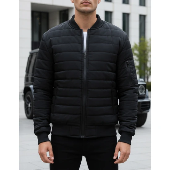 Vyriška dygsniuota juoda striukė Minti JS/MY02Z