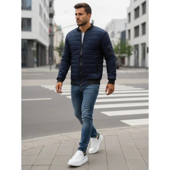 Vyriška dygsniuota tamsiai mėlyna striukė Minti JS/MY02Z