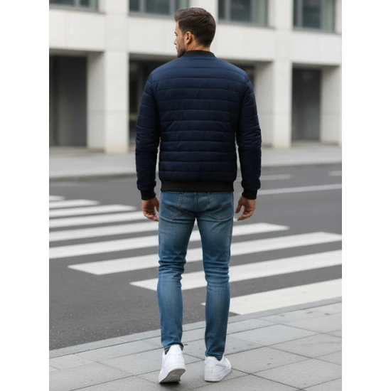 Vyriška dygsniuota tamsiai mėlyna striukė Minti JS/MY02Z