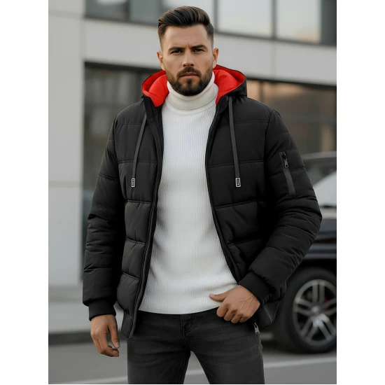 Vyriška juoda žieminė striukė Rock Žieminės striukės