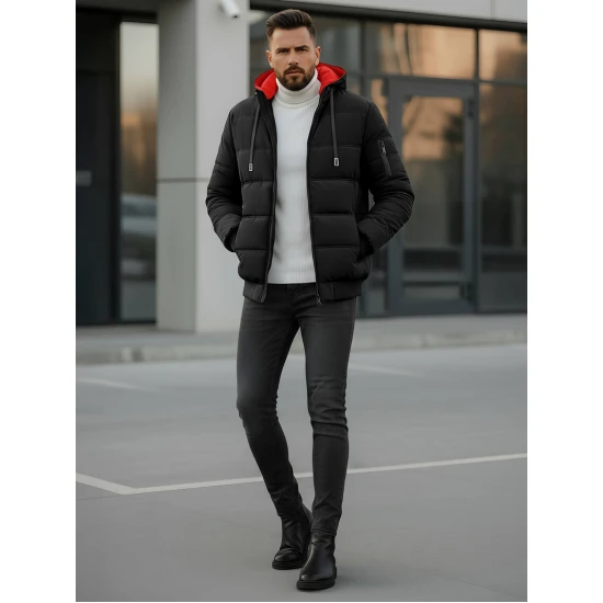 Vyriška juoda žieminė striukė Rock Žieminės striukės