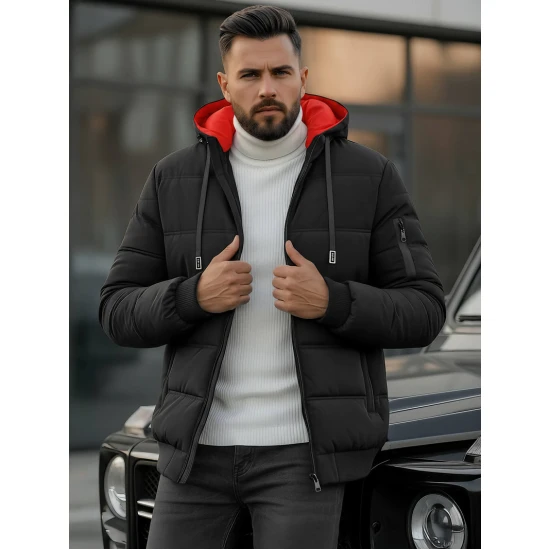 Vyriška juoda žieminė striukė Rock Žieminės striukės