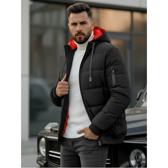 Vyriška juoda žieminė striukė Rock Žieminės striukės