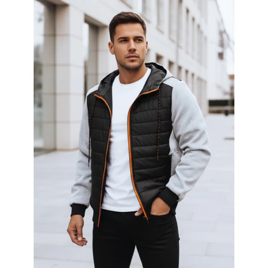 Pilkos spalvos vyriška striukė su gobtuvu Bastin TX4393