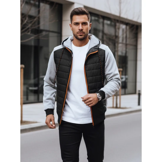 Pilkos spalvos vyriška striukė su gobtuvu Bastin TX4393