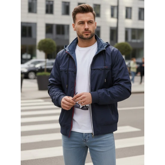 Vyriška tamsiai mėlyna  dvipusė pereinamojo laikotarpio striukė Artun Vyriškos Striukės ir Paltai