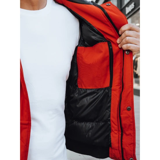 Bomber stiliaus žieminė raudona vyriška striukė Lemor JS/201901