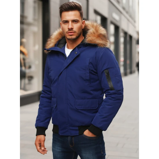 Bomber stiliaus žieminė tamsiai mėlyna vyriška striukė Lemor JS/201901