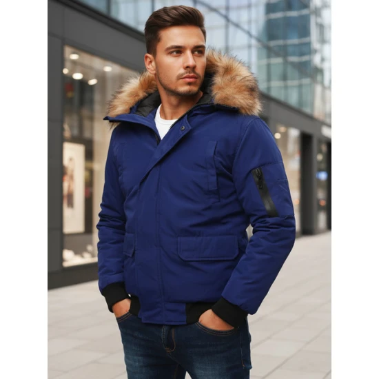 Bomber stiliaus žieminė tamsiai mėlyna vyriška striukė Lemor JS/201901