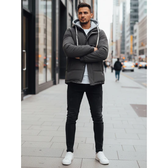 Vyriška tamsiai pilka žieminė striukė Blaze