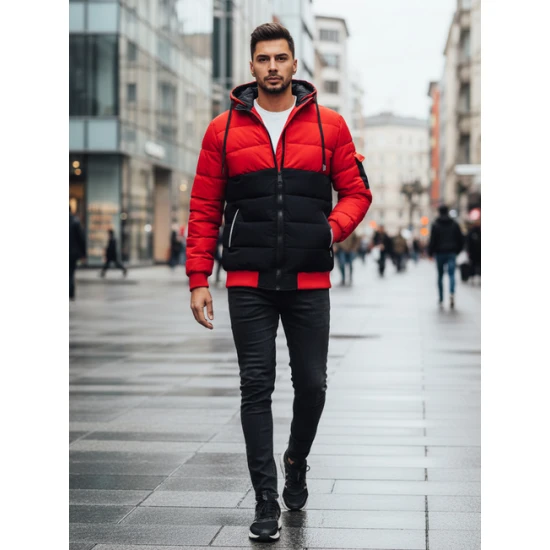 Vyriška raudona/juoda žieminė striukė Oscar Žieminės striukės