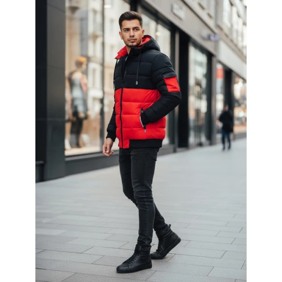 Vyriška juoda/raudona žieminė striukė Oscar