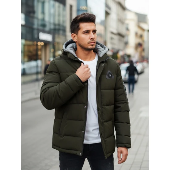 Vyriška tamsiai žalia žieminė striukė Race