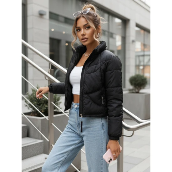 Moteriška pereinamojo sezono juoda striukė Elin Moteriškos striukės