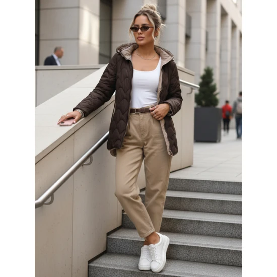 Moteriška dygsniuota ruda striukė Nomi Moteriškos striukės