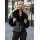 Moteriška juoda striukė su juodu kailiuku Real Moteriškos striukės
