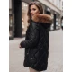 Moteriška juoda žieminė striukė su ruda detale Lumor