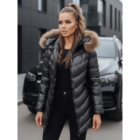 Moteriška žieminė juoda striukė Premium