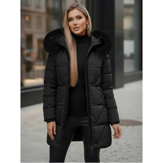 Moteriška juodos spalvos paltas Stel JS/16M9099/392Z