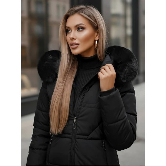 Moteriška juodos spalvos paltas Stel JS/16M9099/392Z