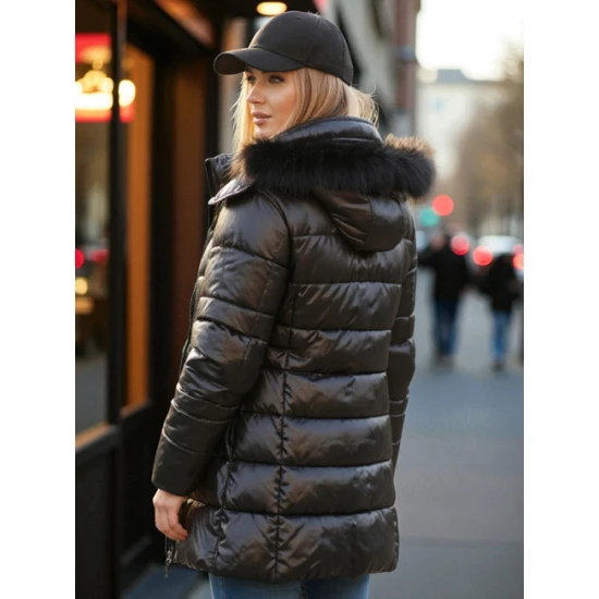 Moteriška juoda žieminė striukė Shine Moteriškos striukės