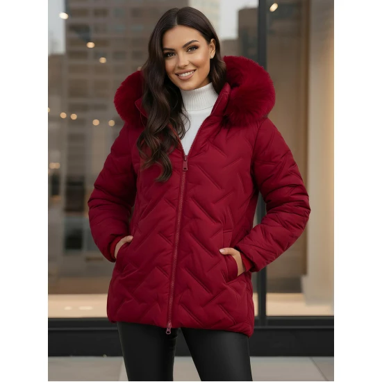 Moteriška bordo žieminė striukė su gobtuvu Levi Moteriškos striukės