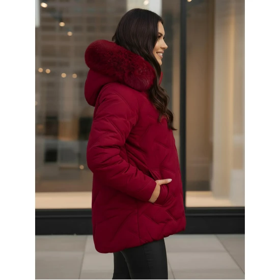 Moteriška bordo žieminė striukė su gobtuvu Levi Moteriškos striukės