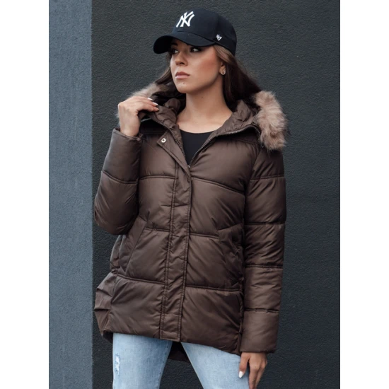 Moteriška ruda striukė su gobtuvu Stela Moteriškos striukės