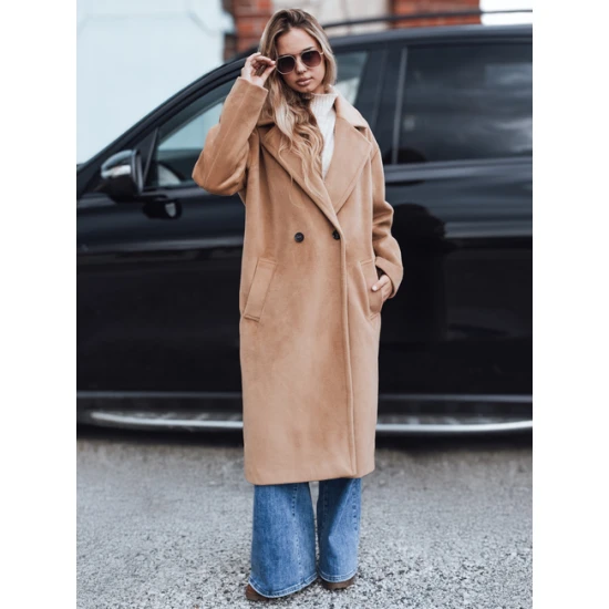 Moteriškas laisvo kirpimo rudas paltas Wild