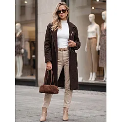 Larisa Women's Dark Brown Coat with a Belt