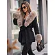 Mika Women's Black Coat with Fur Trim