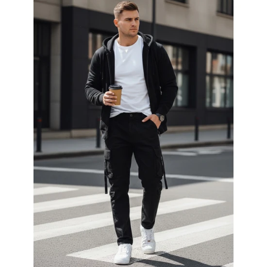 Vyriškos juodos spalvos kelnės Džinsai ir Jogeriai