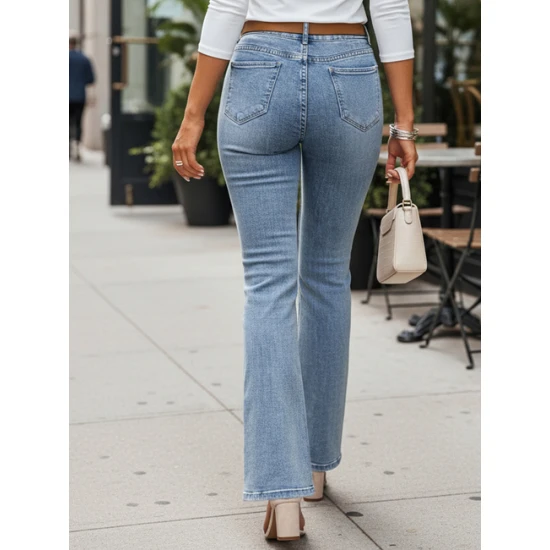 Moteriški mėlyni džinsai Sara Džinsai ir Jogeriai