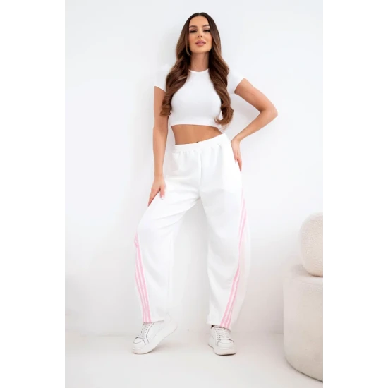 Moteriškos baltos laisvalaikio kelnės Sport Laisvalaikio kelnės