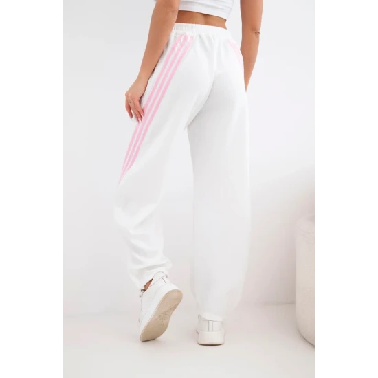 Moteriškos baltos laisvalaikio kelnės Sport Laisvalaikio kelnės
