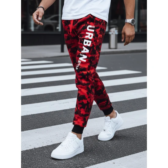 Vyriškos raudonos kamufliažinės laisvalaikio kelnės Urban UX4444