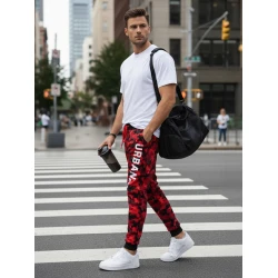 Vyriškos raudonos kamufliažinės laisvalaikio kelnės Urban