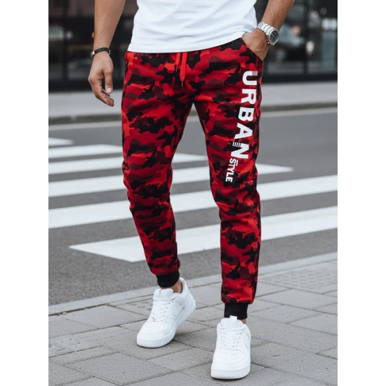Vyriškos raudonos kamufliažinės laisvalaikio kelnės Urban UX4444