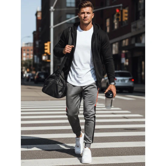 Vyriškos tamsiai pilkos spalvos kelnės Nuno Laisvalaikio kelnės