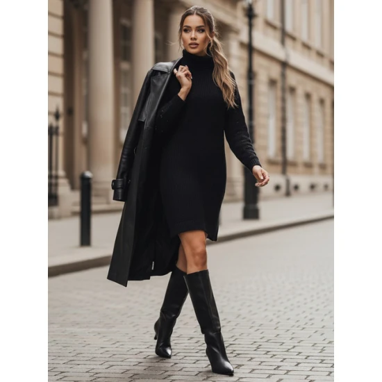 Moteriška megzta juodos spalvos suknelė Fuerta