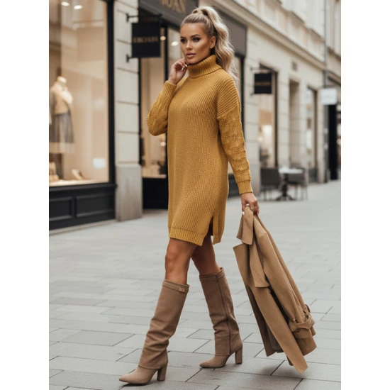 Moteriška megzta geltonos spalvos suknelė Fuerta