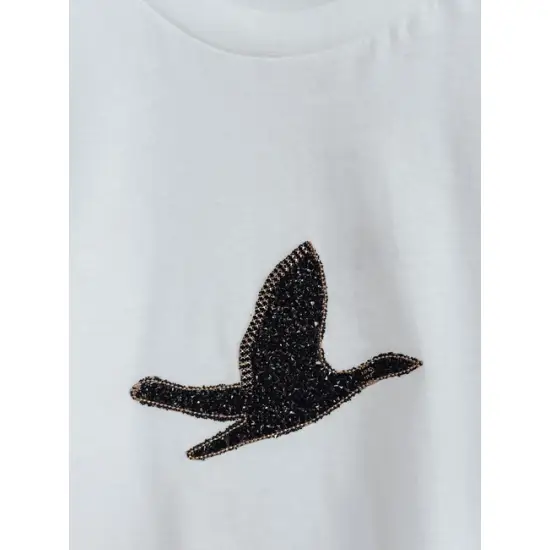 Moteriški balti marškinėliai Bird