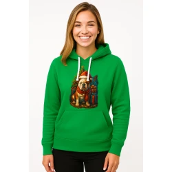 Žalias džemperis su gobtuvu Kalėdinis šuo